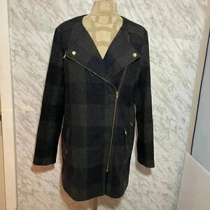 Forever 21 Plaid Wool Pea Coat  Size Medium